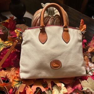 Dooney small canvas and leather shoulder bag, perfect condition